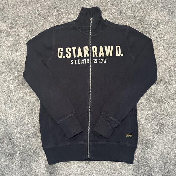 Vintage G-Star Raw Orlando Vest Knit Full Zip Sweater Mens XL Big Logo Black - Picture 1 of 10